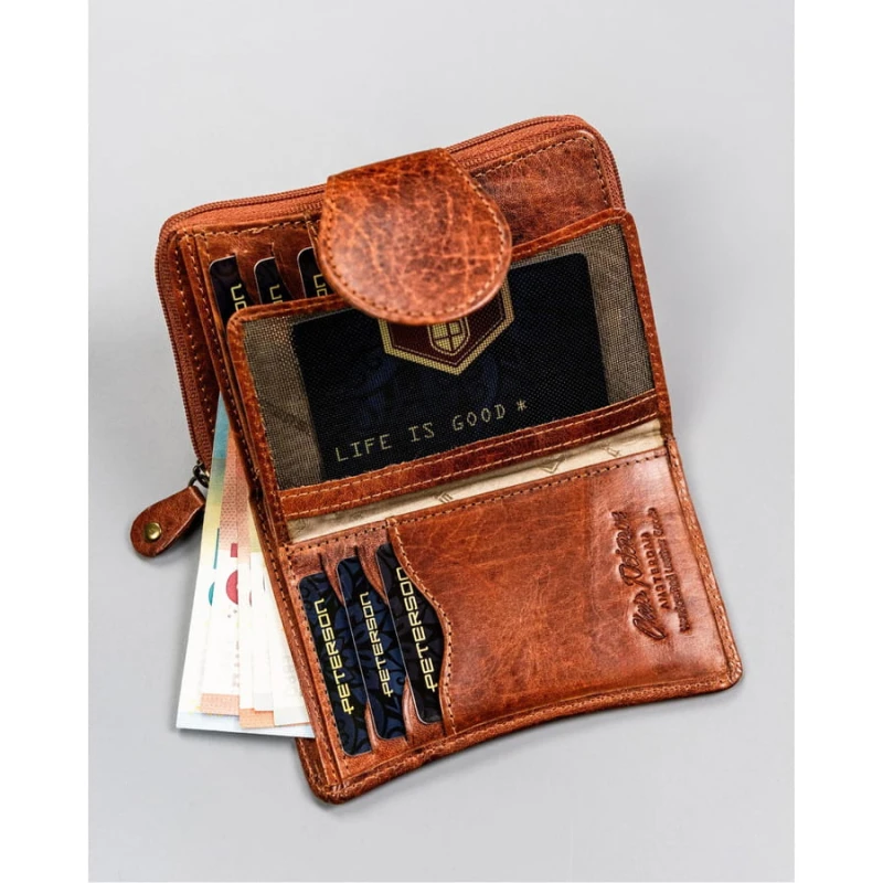 Rustykalny portfel skórzany z ochroną RFID - Peterson