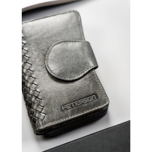 Stylowy portfel damski z cieniowanej skóry w szarym kolorze - Peterson
