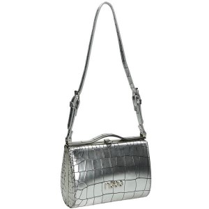 Wizytowa torebka damska NOBO srebrna listonoszka ze skóry ekologicznej – przód