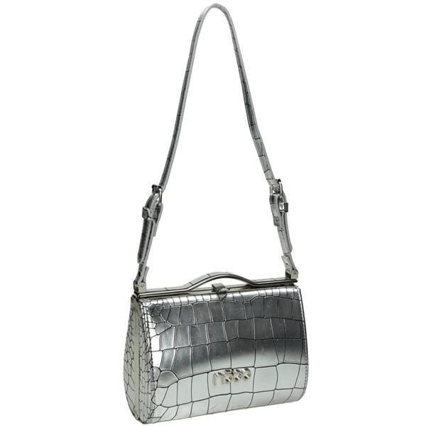 Wizytowa torebka damska NOBO srebrna listonoszka ze skóry ekologicznej – przód