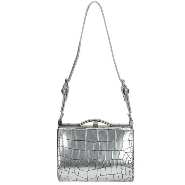 Elegancka torebka wizytowa NOBO srebrna – zapinanie na zatrzask