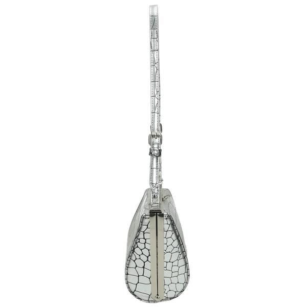 Torebka listonoszka NOBO srebrna – widok z boku, kompaktowy fason