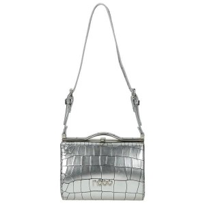 Srebrna torebka damska NOBO z eleganckim panelem przednim i logo marki