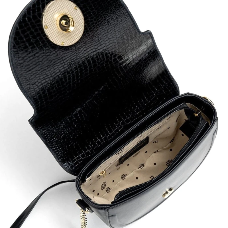 Wnętrze torebki Monnari BAG2350 – logowana podszewka i kieszonki na drobiazgi