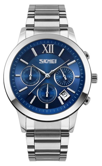 Zegarek męski Skmei 9097BU – nowoczesny model na niebieskim tle.