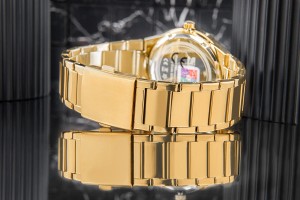 Metalowy pasek zegarka Skmei 9140GDBK – złoty, trwały i stylowy.