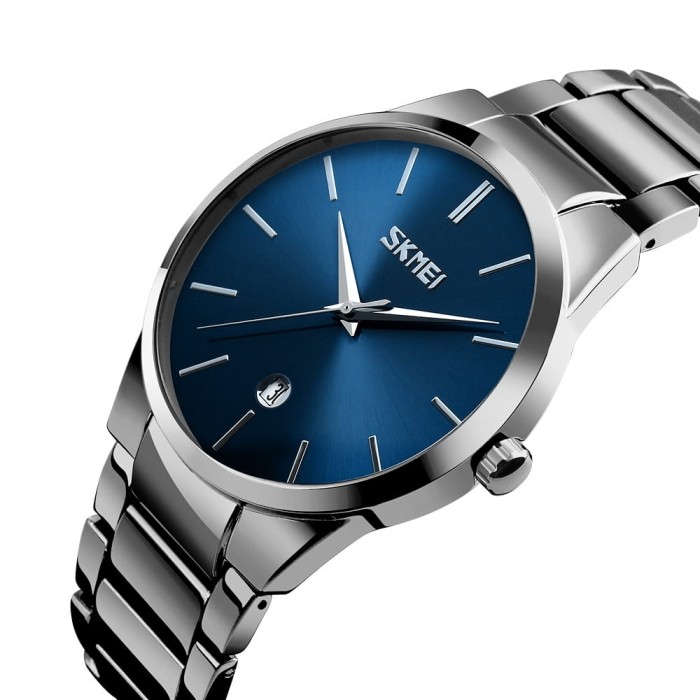 Bok koperty zegarka Skmei 9140SIBU – srebrna koperta i koronka.