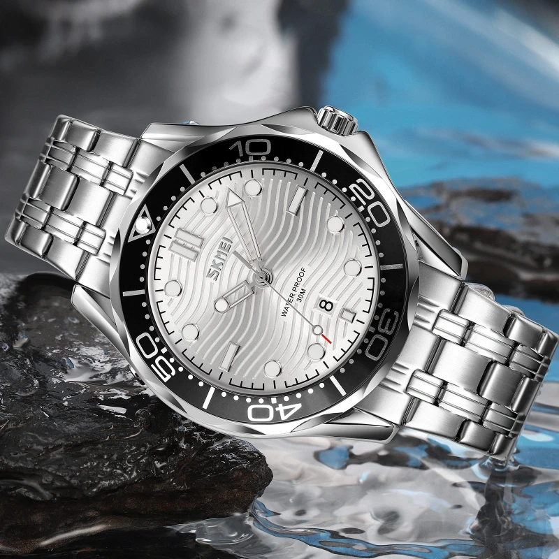 Tarcza zegarka Skmei 9276SSISI – srebrna, elegancki design.