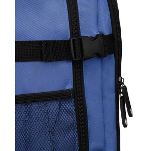Podróżny plecak z wodoodpornego poliestru w niebieskim kolorze zawieszony na regulowanych szelkach - Peterson