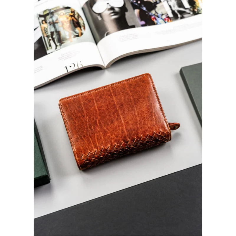 Skórzany portfel damski zamykany na zatrzask RFID - Peterson