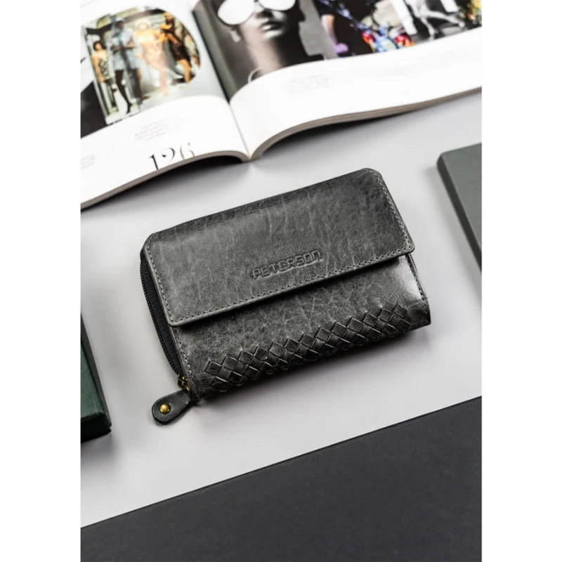 Elegancki portfel na karty i monety ze skóry naturalnej - Peterson