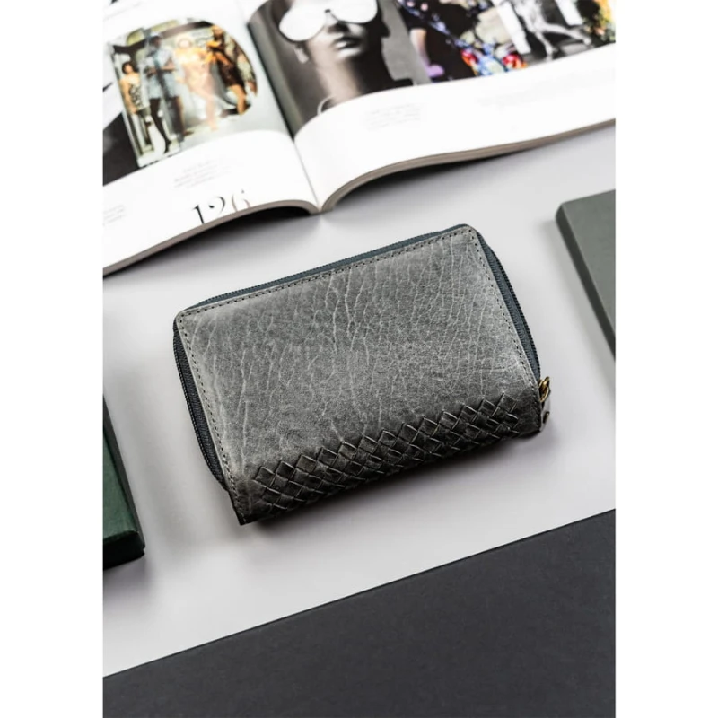 Elegancki portfel na karty i monety ze skóry naturalnej - Peterson