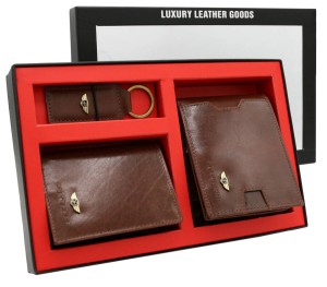 Zestaw prezentowy: skórzany portfel męski, etui i brelok - Peterson