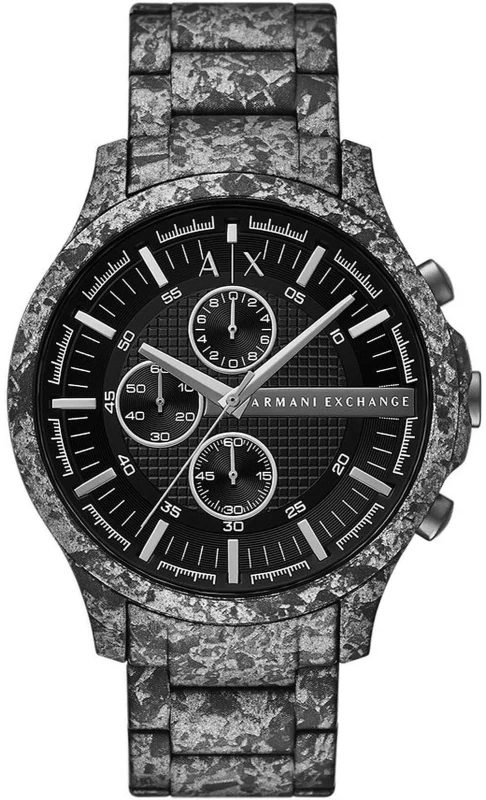 Zegarek męski Armani Exchange AX2462 – szara stalowa koperta i bransoleta, czarna tarcza z chronografem.