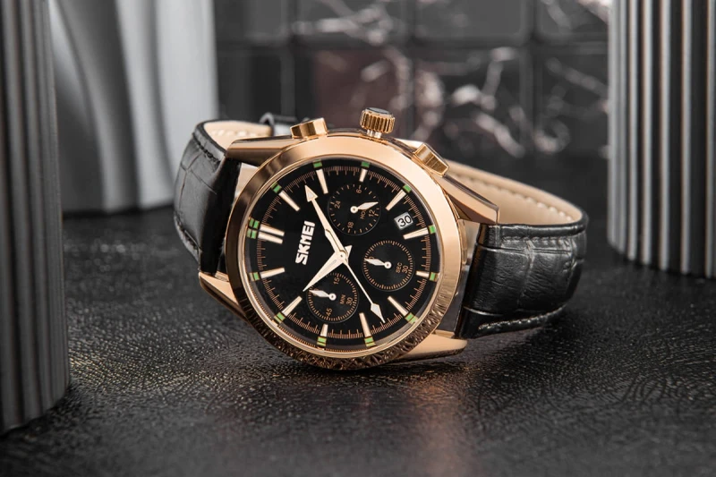 Zegarek Skmei 9127BK na męskim nadgarstku – elegancja i wyrafinowany styl.