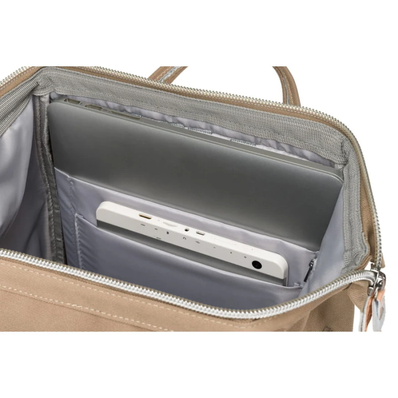 Podróżny plecak damski z poliestru w ciemno-beżowym kolorze z kieszenią na laptopa - Peterson