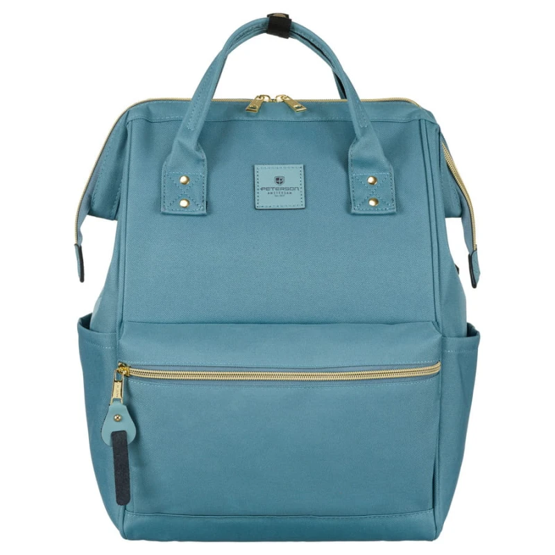 Jednokomorowy, niebieski plecak damski z poliestru idealny na bagaż podręczny - Peterson