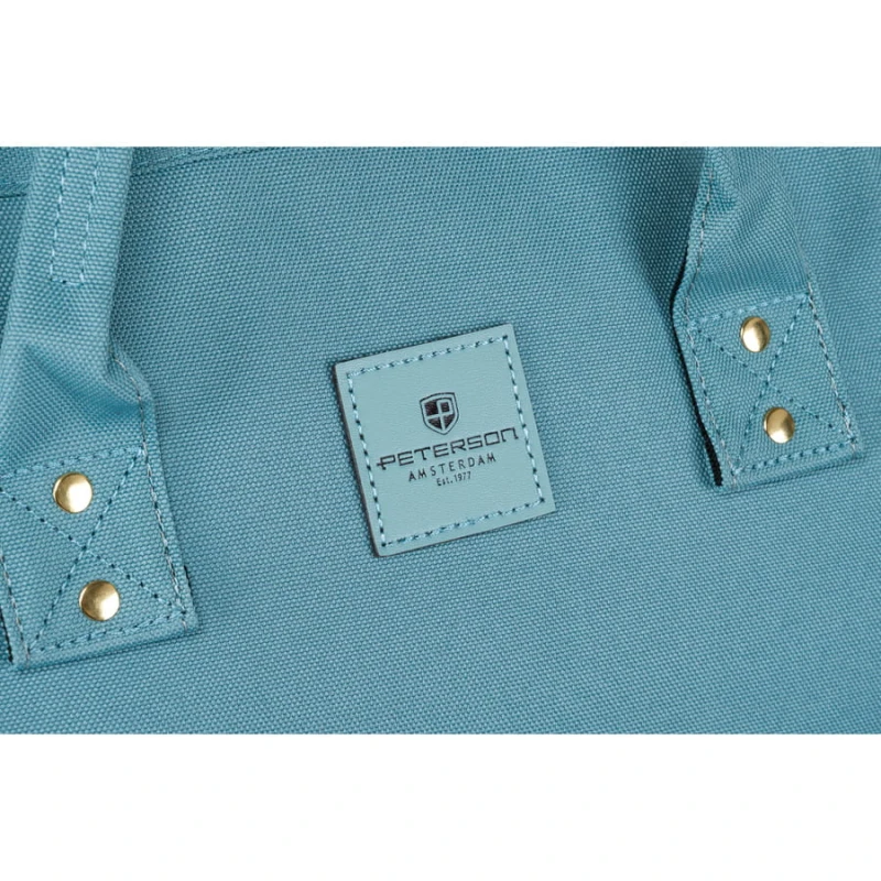 Jednokomorowy, niebieski plecak damski z poliestru idealny na bagaż podręczny - Peterson