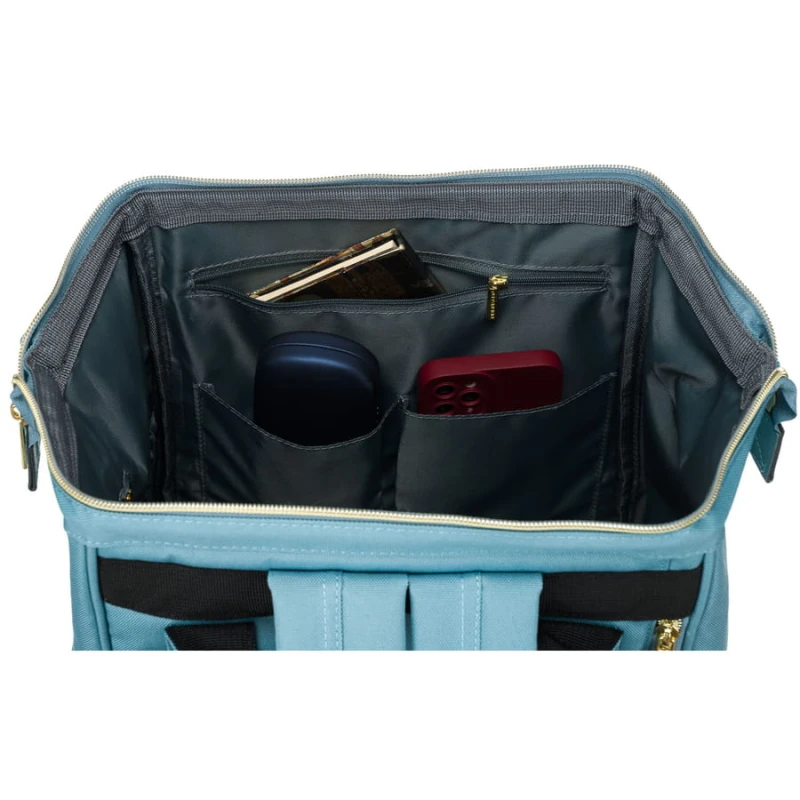 Jednokomorowy, niebieski plecak damski z poliestru idealny na bagaż podręczny - Peterson