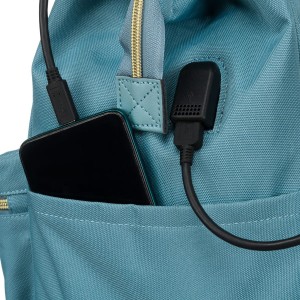 Jednokomorowy, niebieski plecak damski z poliestru idealny na bagaż podręczny - Peterson