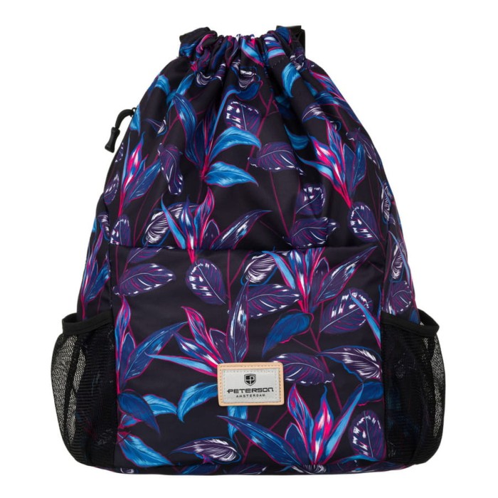 Damski plecak-worek zawieszony na regulowanych szelkach i zamykany troczkiem - Peterson