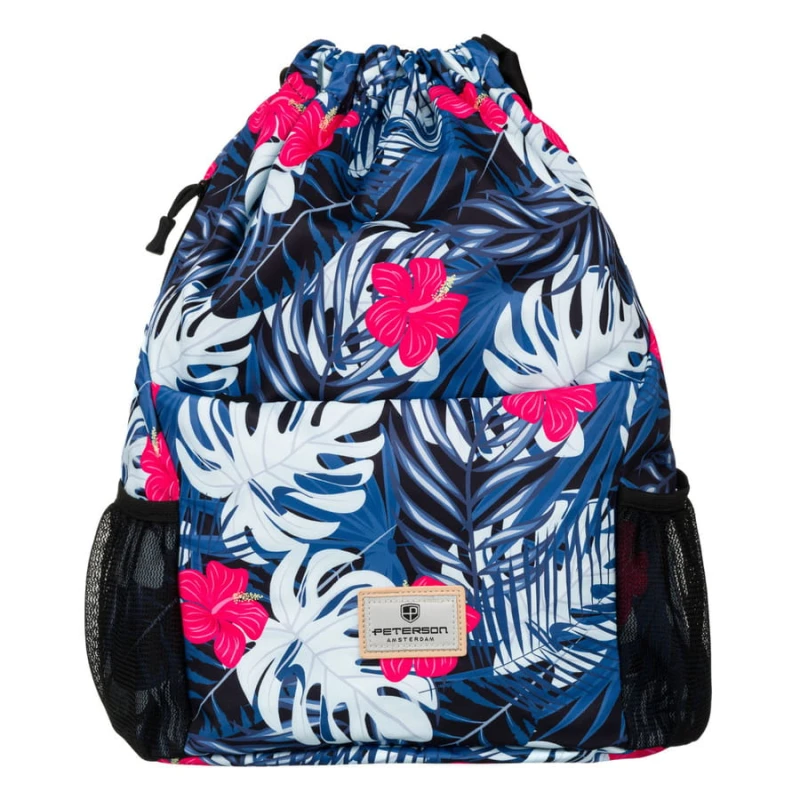Plecak-worek z poliestru w modny, roślinny wzór - Peterson