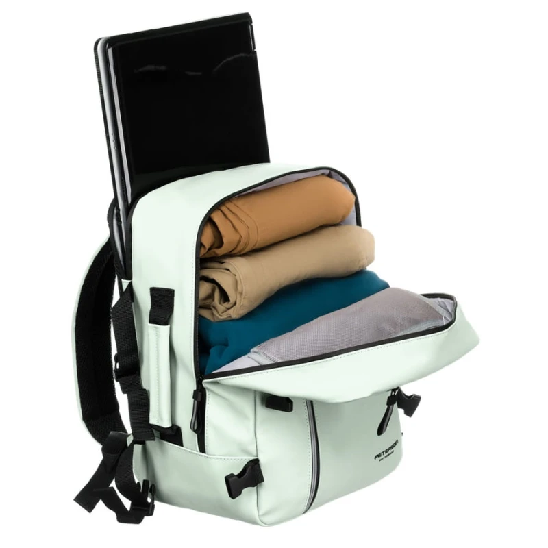 Plecak podróżny z tworzywa sztucznego w jasno zielonym kolorze - Peterson