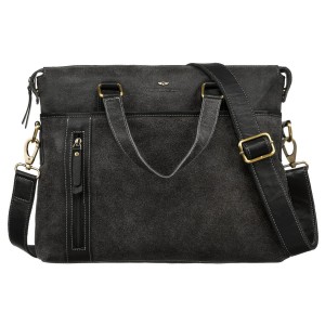 Czarna, skórzana torba męska na dokumenty z miejscem na laptopa - Peterson