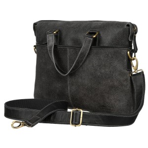 Czarna, skórzana torba męska na dokumenty z miejscem na laptopa - Peterson