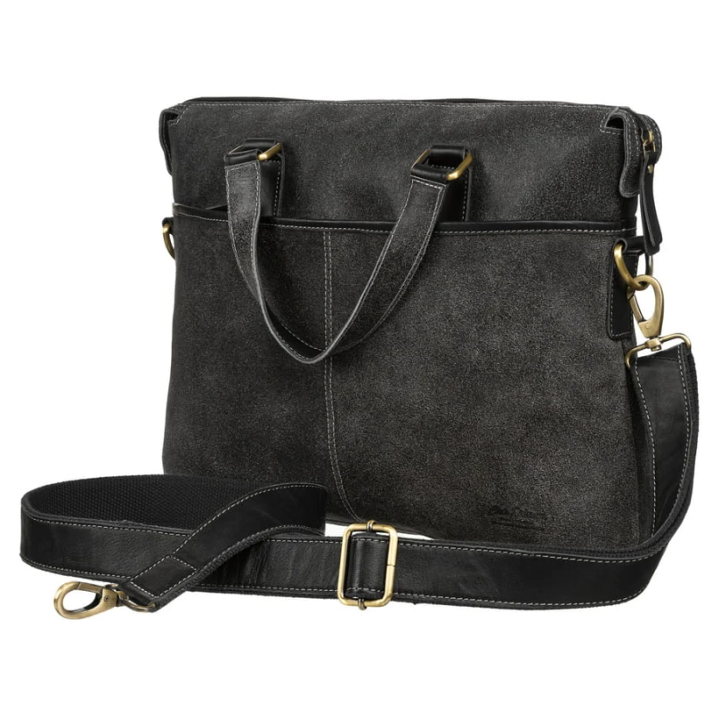 Czarna, skórzana torba męska na dokumenty z miejscem na laptopa - Peterson