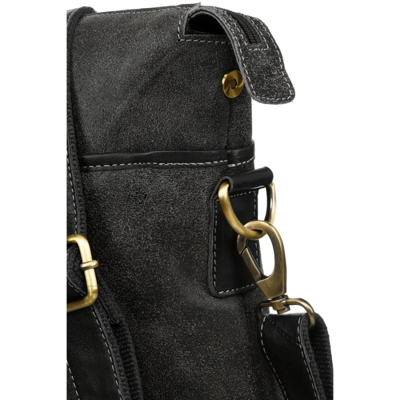 Czarna, skórzana torba męska na dokumenty z miejscem na laptopa - Peterson