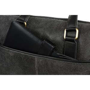 Czarna, skórzana torba męska na dokumenty z miejscem na laptopa - Peterson