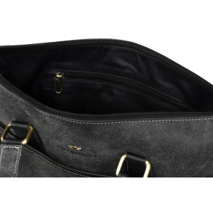 Czarna, skórzana torba męska na dokumenty z miejscem na laptopa - Peterson