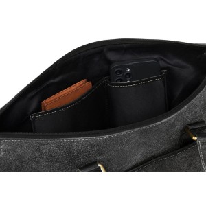 Czarna, skórzana torba męska na dokumenty z miejscem na laptopa - Peterson