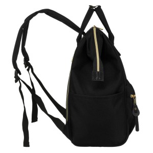 Duży plecak damski z poliestru w czarnym kolorze z miejscem na laptopa - Peterson