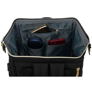 Duży plecak damski z poliestru w czarnym kolorze z miejscem na laptopa - Peterson