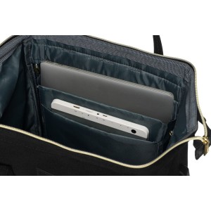 Duży plecak damski z poliestru w czarnym kolorze z miejscem na laptopa - Peterson