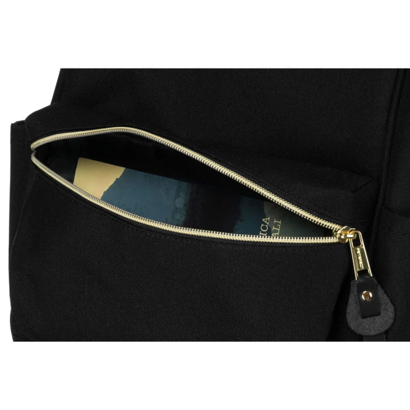 Duży plecak damski z poliestru w czarnym kolorze z miejscem na laptopa - Peterson