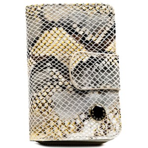 Elegancki, średni portfel damski ze skóry naturalnej wyposażony w system RFID ze wzorem skóry węża - Peterson