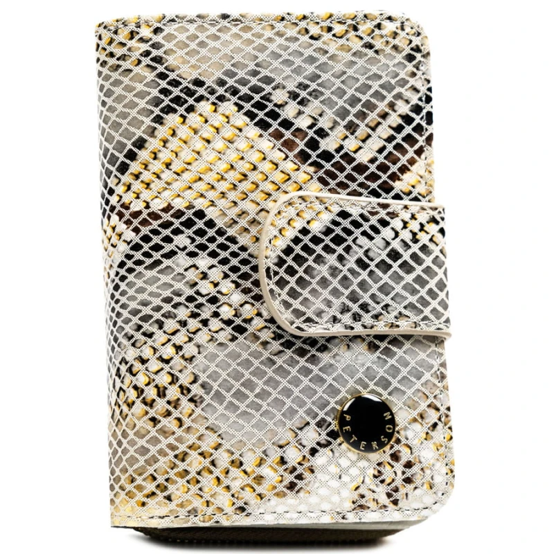 Elegancki, średni portfel damski ze skóry naturalnej wyposażony w system RFID ze wzorem skóry węża - Peterson