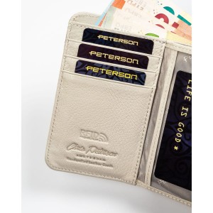 Elegancki, średni portfel damski ze skóry naturalnej wyposażony w system RFID ze wzorem skóry węża - Peterson