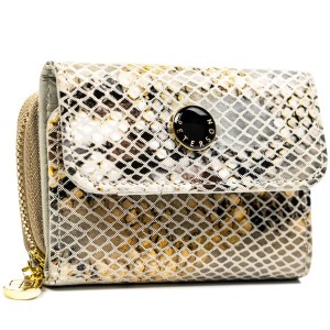 Mały portfel damski wykonany ze skóry naturalnej ze wzorem imitującym skórę węża - Peterson