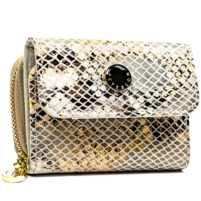 Mały portfel damski wykonany ze skóry naturalnej ze wzorem imitującym skórę węża - Peterson