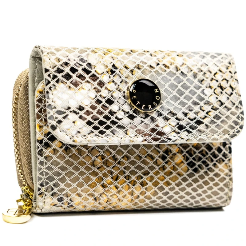 Mały portfel damski wykonany ze skóry naturalnej ze wzorem imitującym skórę węża - Peterson
