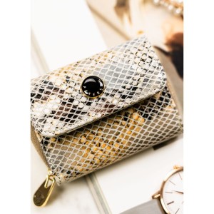 Mały portfel damski wykonany ze skóry naturalnej ze wzorem imitującym skórę węża - Peterson