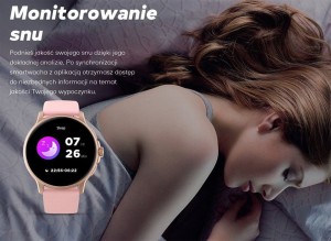 Smartwatch Damski GRAVITY GT12-2 Granatowy Pasek Silikonowy + Czarna Bransoleta