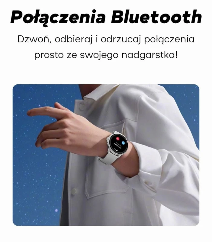Smartwatch Damski GRAVITY GT12-7 Czarny Pasek Silikonowy + Srebrna Bransoleta