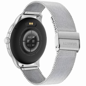 Smartwatch Damski GRAVITY GT12-7 Czarny Pasek Silikonowy + Srebrna Bransoleta