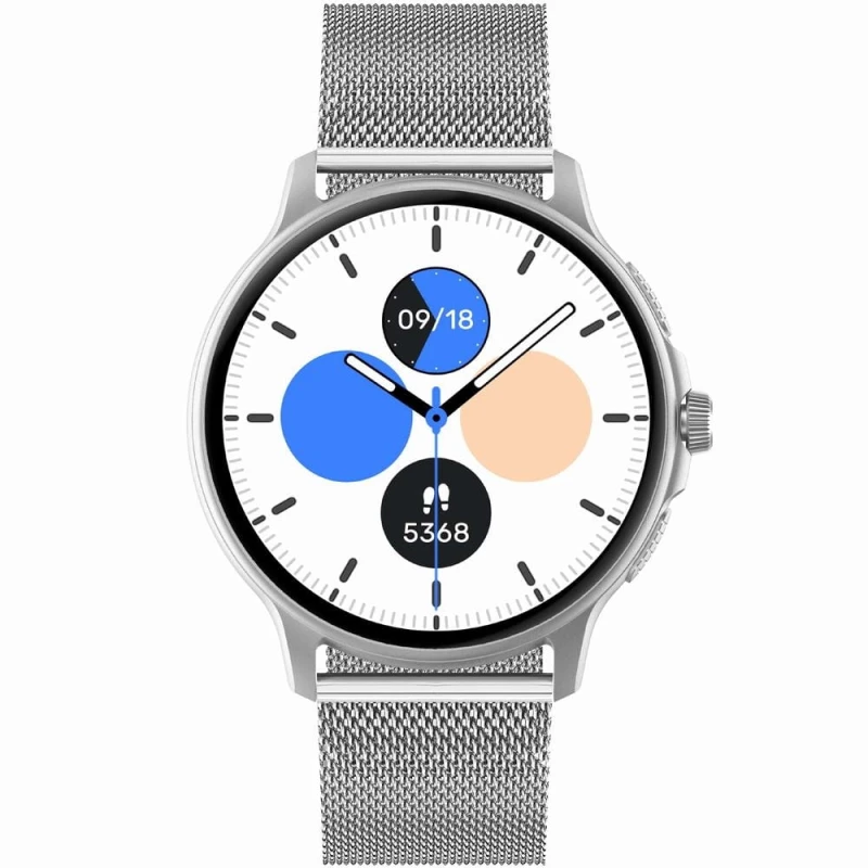 Smartwatch Damski GRAVITY GT12-7 Czarny Pasek Silikonowy + Srebrna Bransoleta