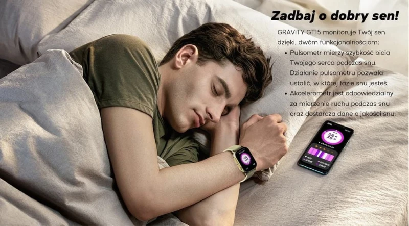 Smartwatch Damski GRAVITY GT15-11 Granatowy Pasek Silikonowy + Złota Bransoleta